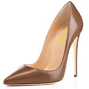 FSJ Women Sexy Suede Pointed Toe Pumps 12 cm High